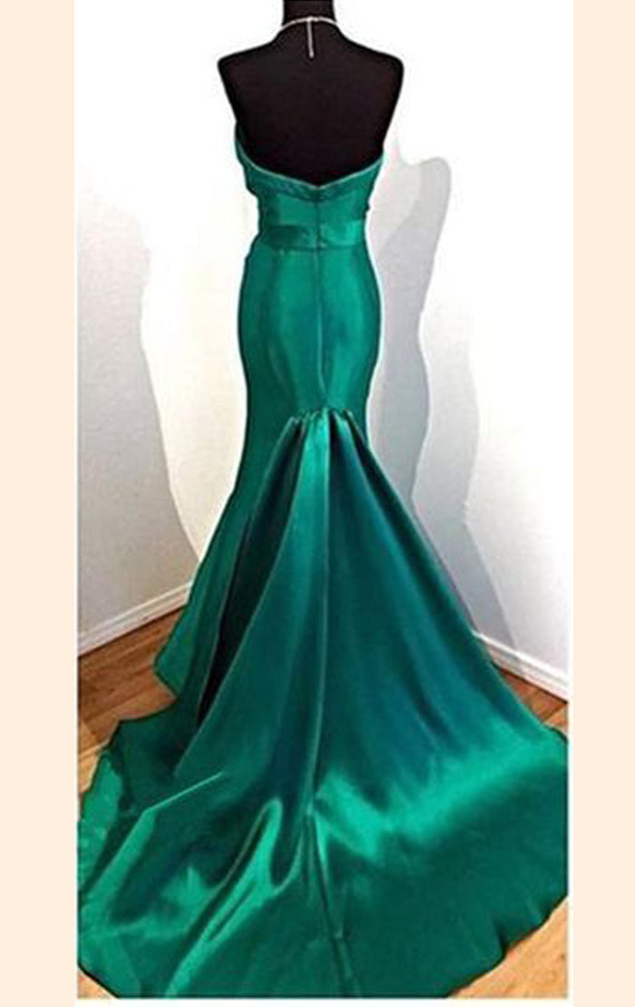 Vestido de fiesta largo con escote en forma de corazón y sirena sin tirantes de MACloth, vestido de noche formal verde