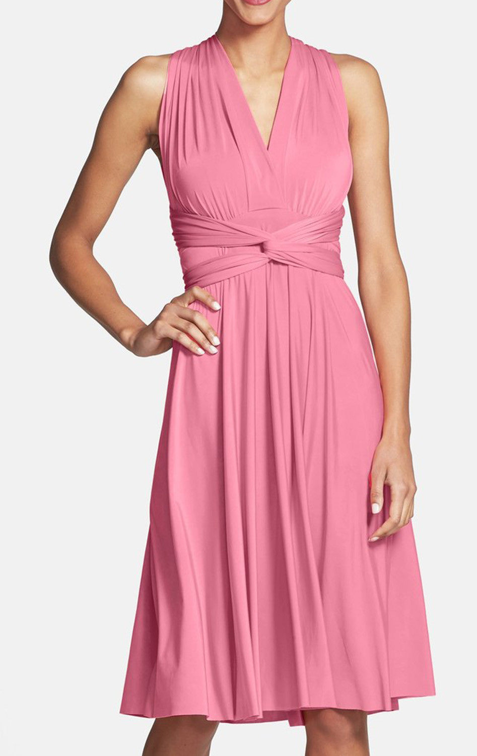 MACloth Convertible Wrap Tie Jersey Short Bridesmaid Dress Cocktail Formal Gown