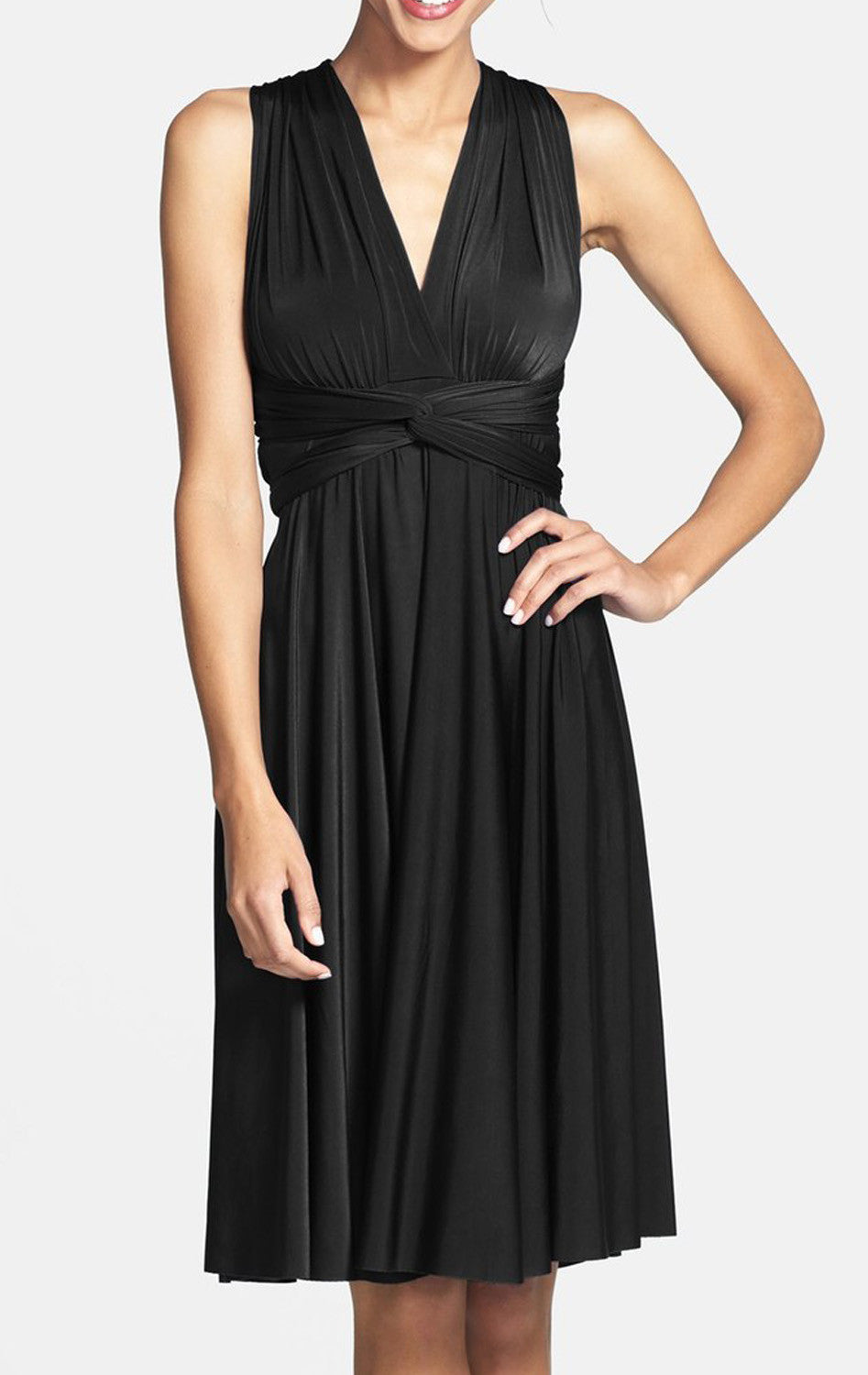 MACloth Convertible Wrap Tie Jersey Short Bridesmaid Dress Cocktail Formal Gown