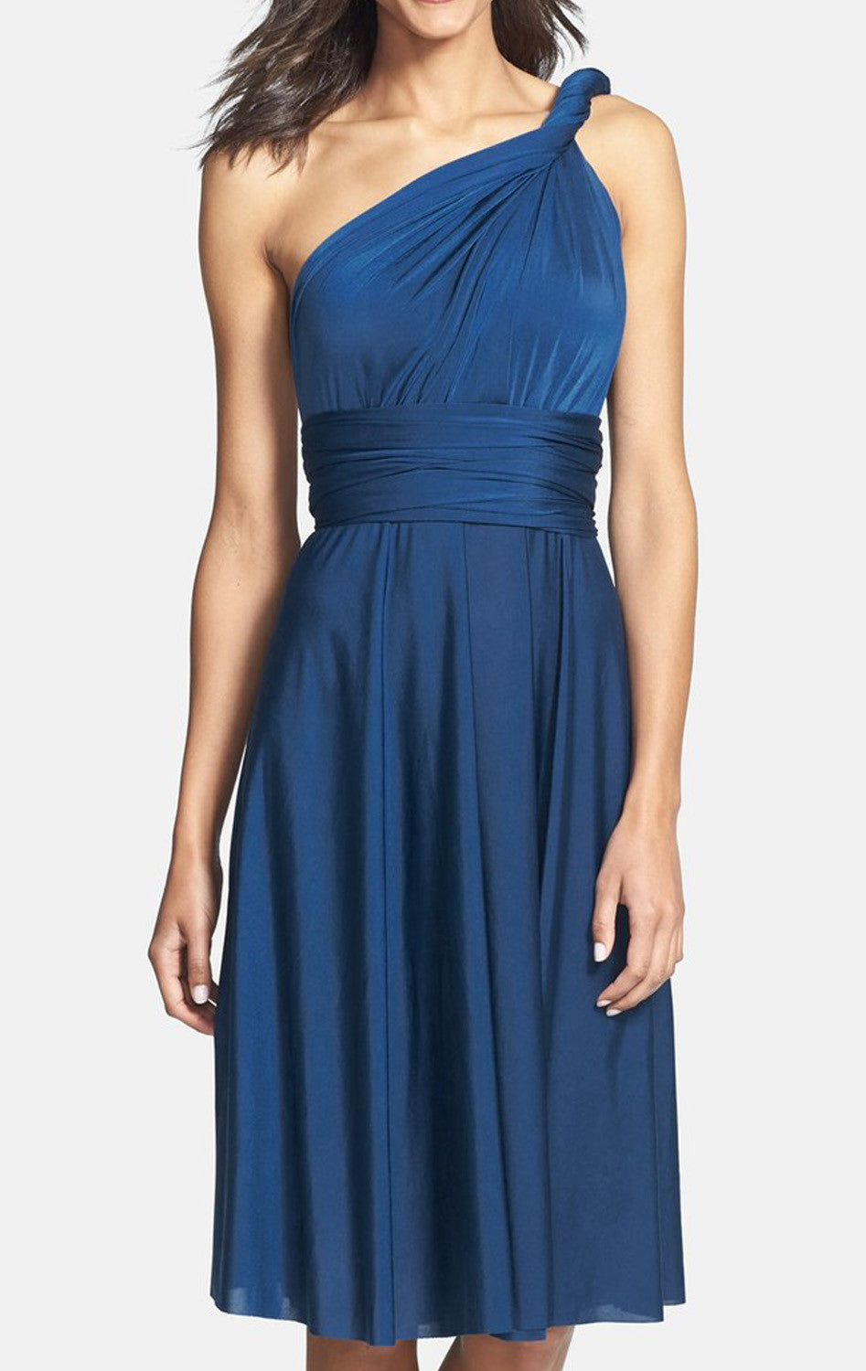 MACloth Convertible Wrap Tie Jersey Short Bridesmaid Dress Cocktail Formal Gown