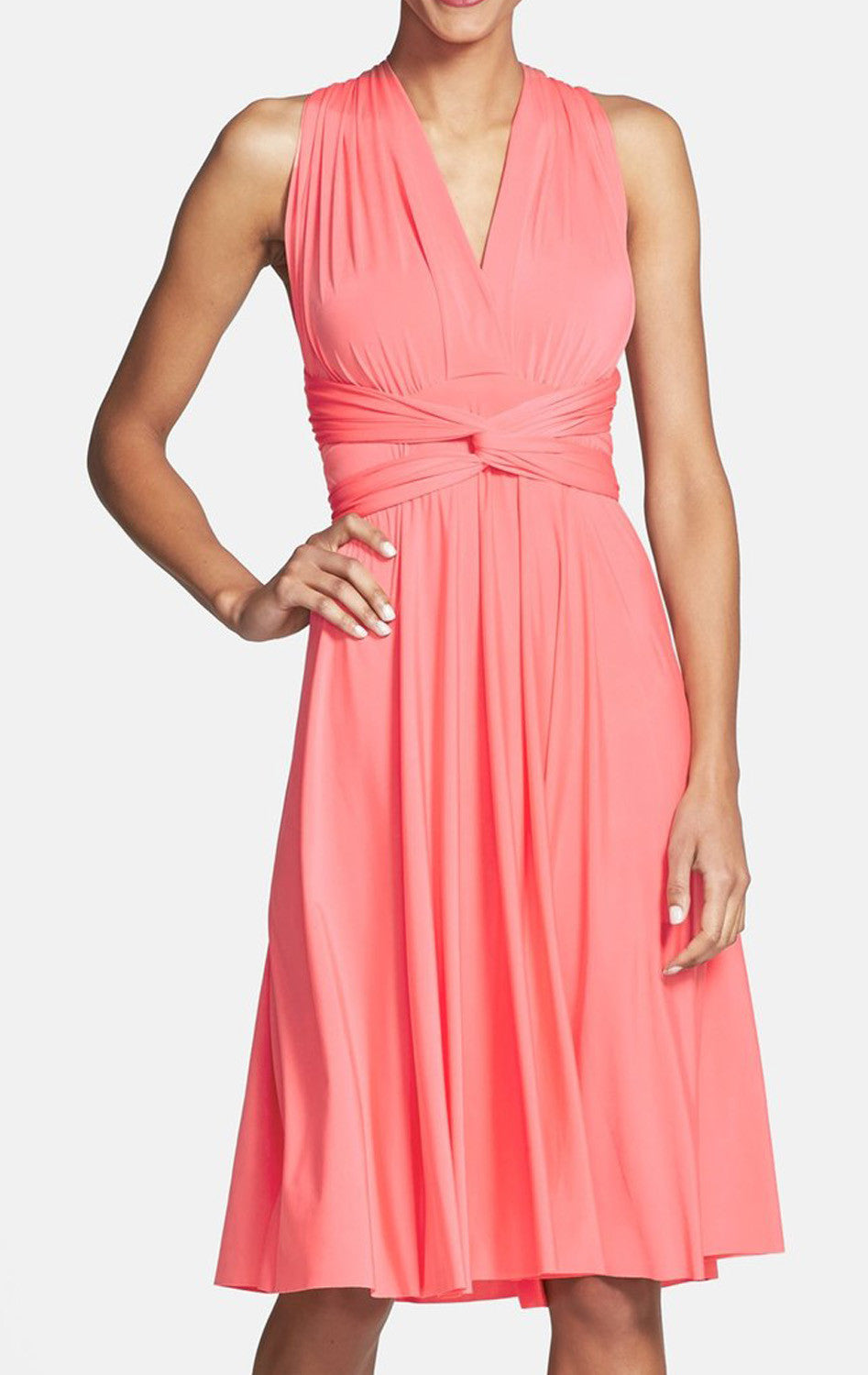 MACloth Convertible Wrap Tie Jersey Short Bridesmaid Dress Cocktail Formal Gown