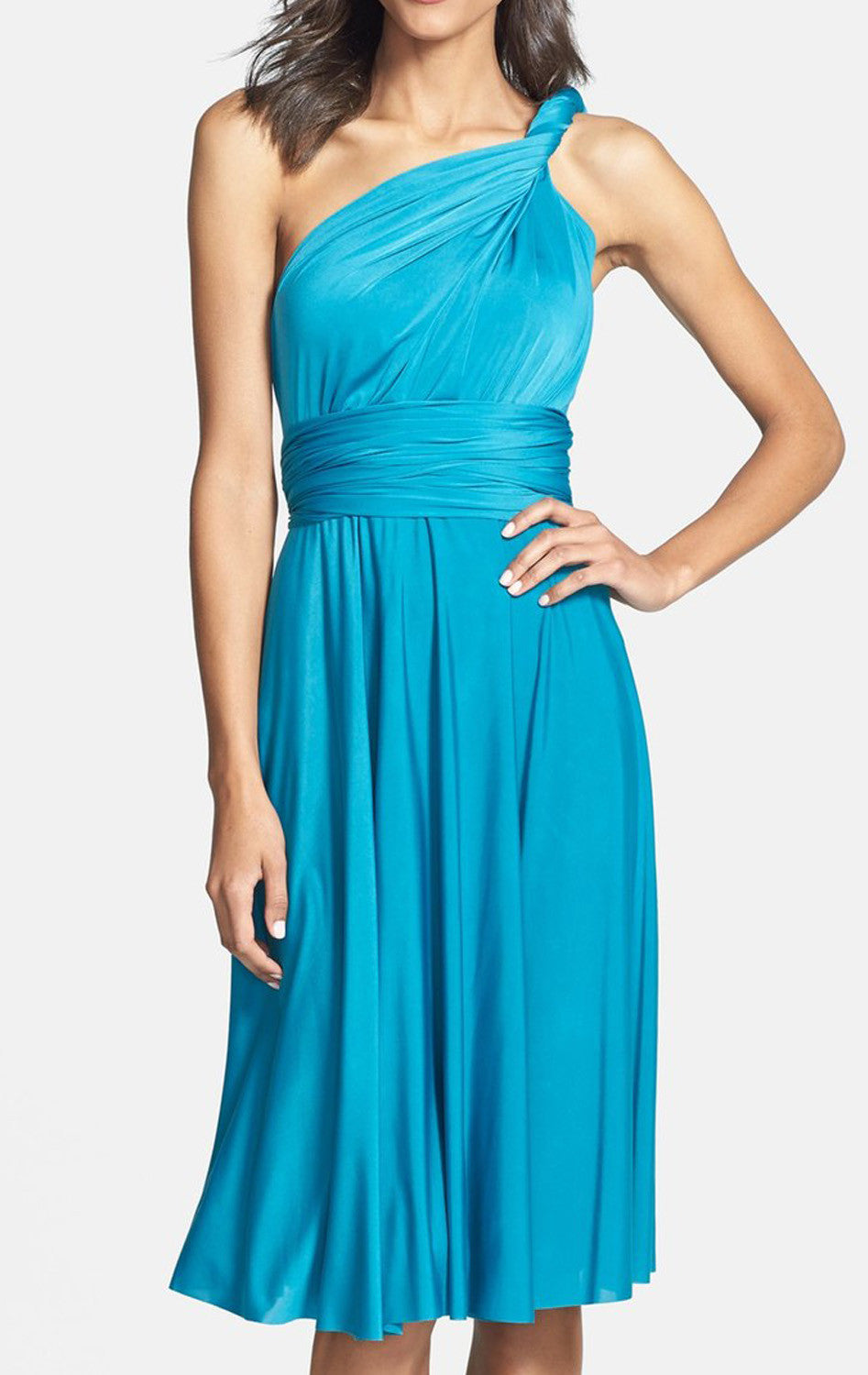 MACloth Convertible Wrap Tie Jersey Short Bridesmaid Dress Cocktail Formal Gown