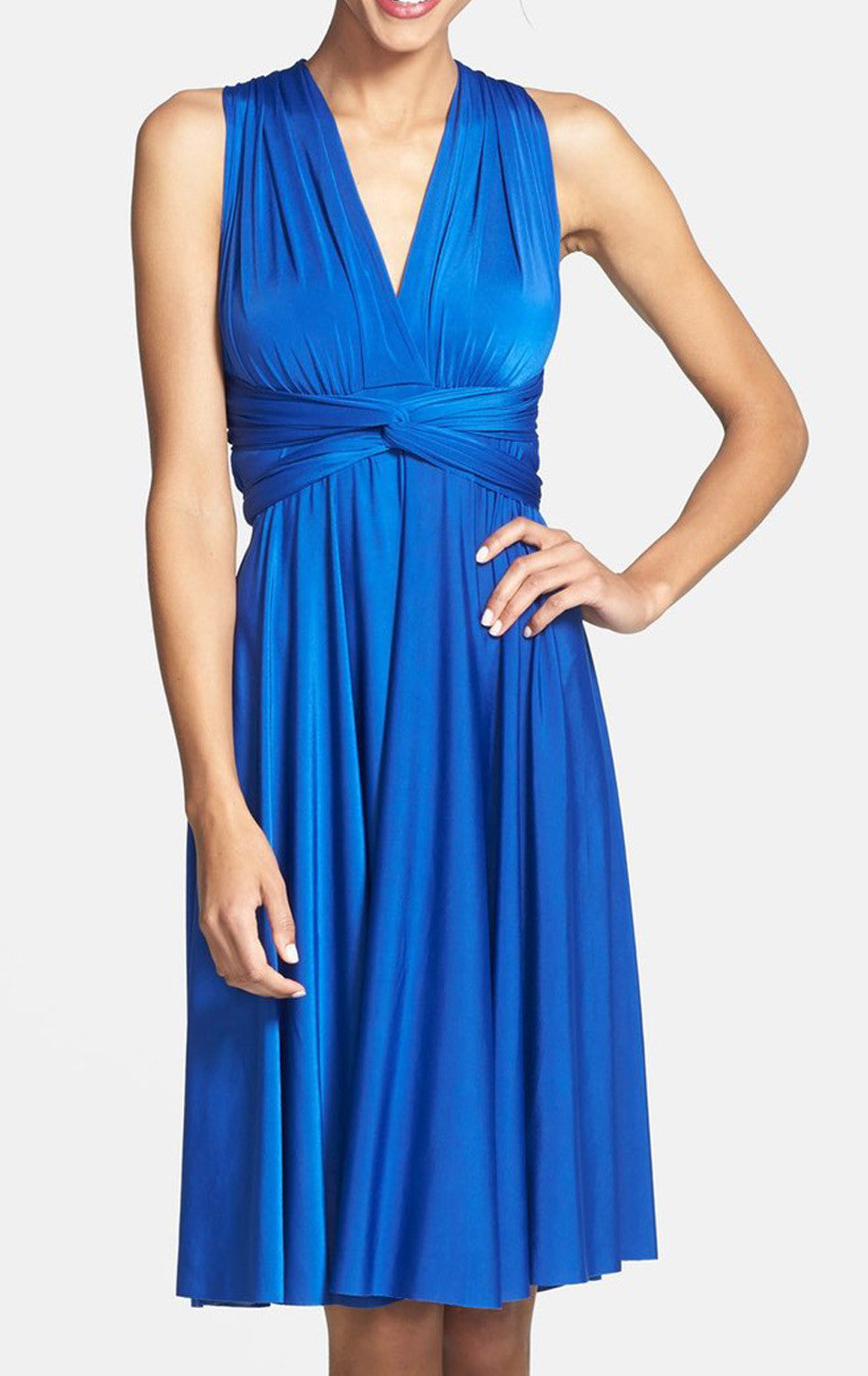 MACloth Convertible Wrap Tie Jersey Short Bridesmaid Dress Cocktail Formal Gown
