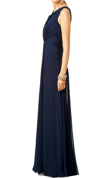 MACloth Straps O Neck Chiffon Formal Gown Simple Prom Dress with Open Back