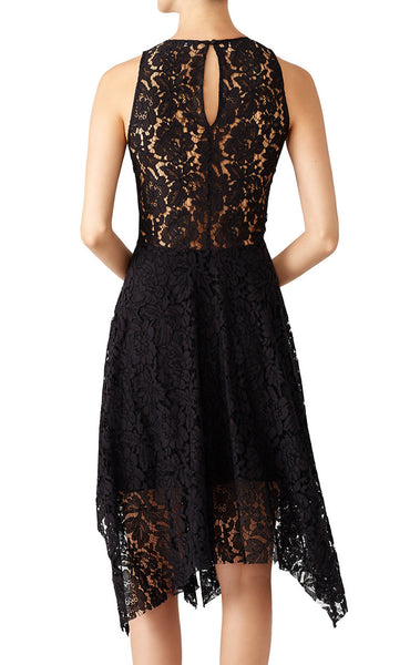 MACloth Straps O Neck Hi-Lo Lace Cocktail Formal Gown Little Black Dress