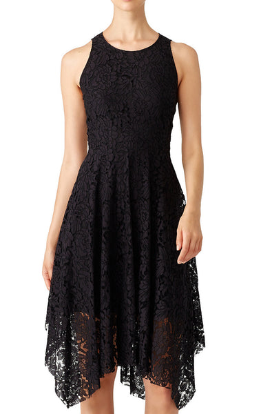 MACloth Straps O Neck Hi-Lo Lace Cocktail Formal Gown Little Black Dress