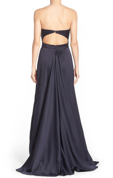 MACloth Strapless Sweetheart Long Prom Dress Dark Navy Formal Gown