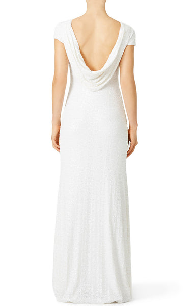 MACloth Cap Sleeves Long Sequin Evening Gown Dark Navy Bridesmaid Dress