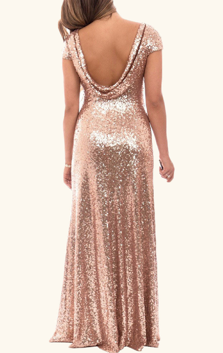 Vestido de noche largo con lentejuelas y mangas cortas de MACloth, vestido de dama de honor azul marino oscuro