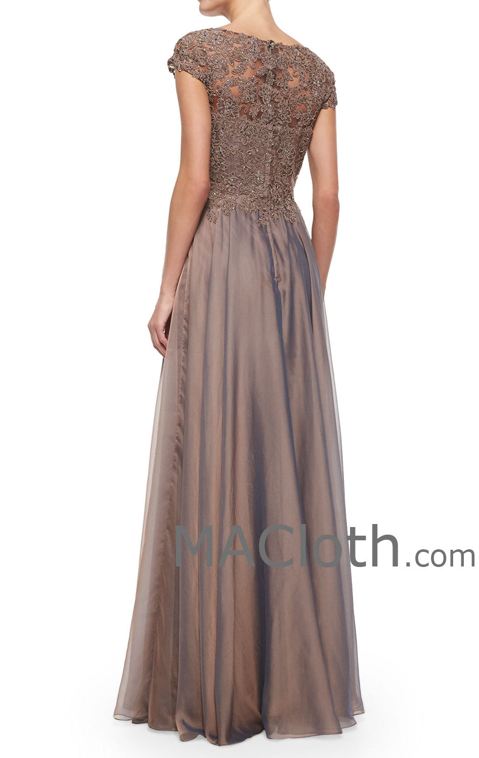 MACloth Damen Abendkleid mit Flügelärmeln, Spitze, Chiffon, lang, für die Brautmutter