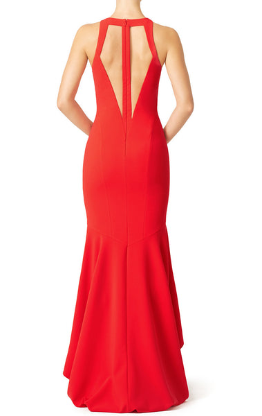 MACloth Mermaid Straps Jersey Hi-Lo Prom Dress Red Formal Gown