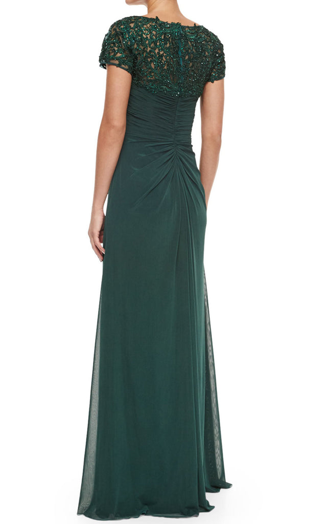 Smalakam Lace Mother Of The Bride Dress - Olive Green, Long Sleeves, Ruched Chiffon, Floor Length, Size 6