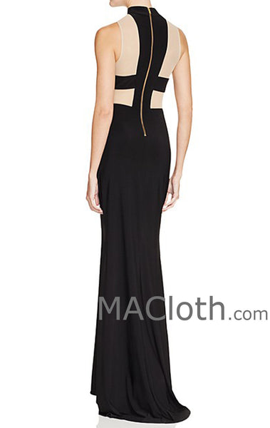 MACloth Mermaid Straps Black Jersey Evening Gown Formal Prom Dress