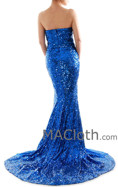 Mermaid Strapless Sweetheart Sequin Royal Blue Prom /Evening Gown 160181
