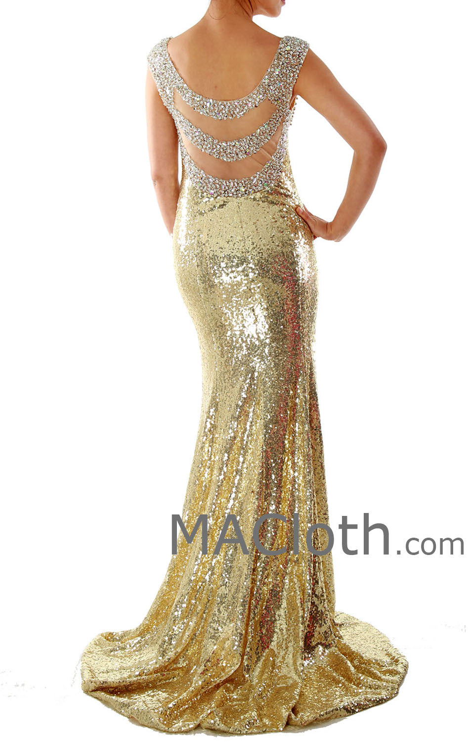 Meerjungfrau-Träger, herzförmiger Ausschnitt, langes, goldenes Abend-/Ballkleid mit Pailletten 160139