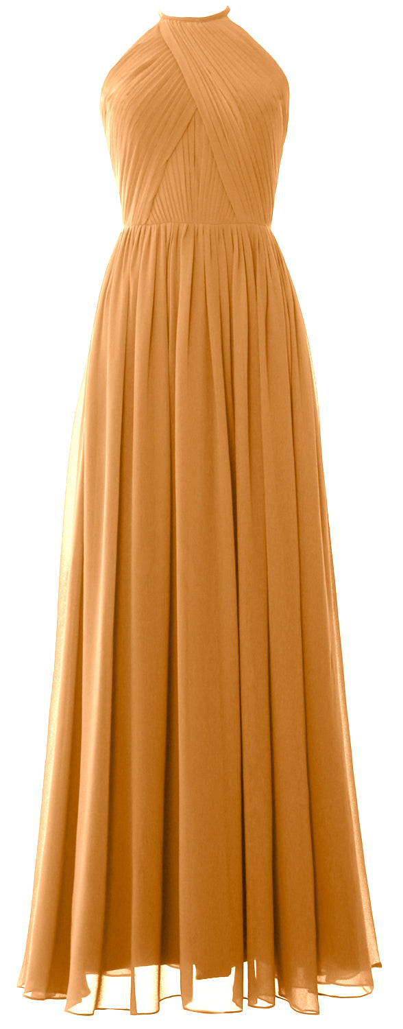 MACLoth Halter Vestidos largos de dama de honor Vestido de noche formal para boda MoH
