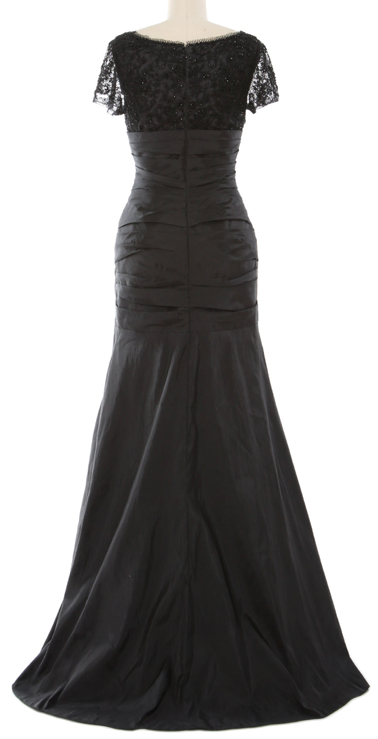 MACloth Mother of Bride Dresses Mermaid Short Sleeves Evening Party Formal Gown