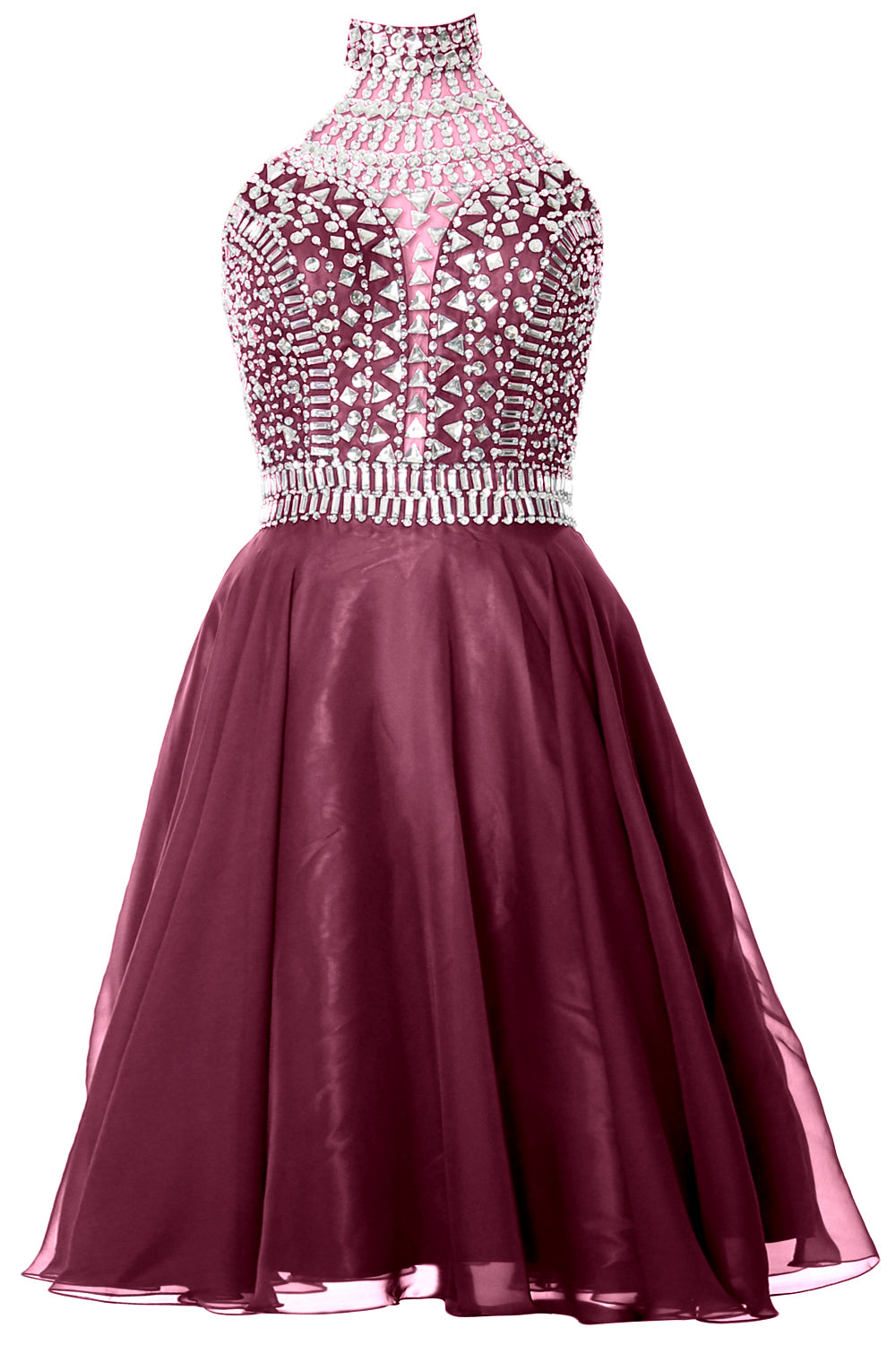 Vestido de fiesta de graduación con cuello alto y cuello halter de MACloth