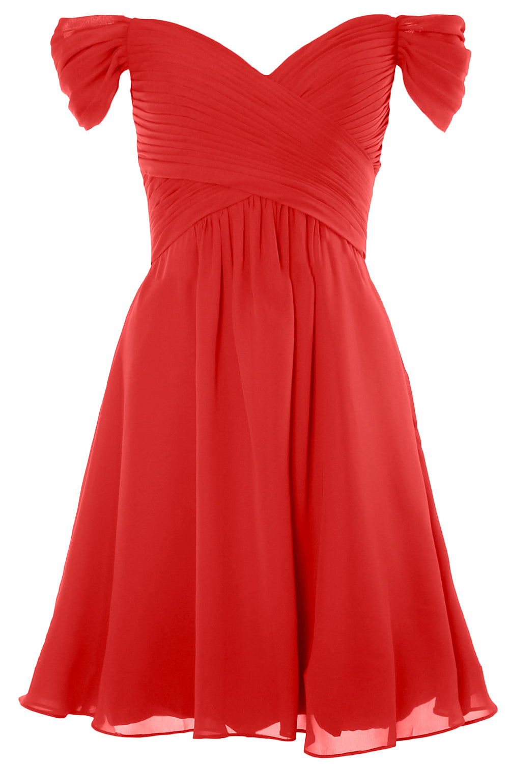 MACloth Damen Schulterfreies, kurzes Brautjungfernkleid für Hochzeit, Party, formelles Kleid