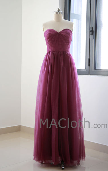 Multi Useful Tulle Burgundy Long Prom Dress, Formal Gown