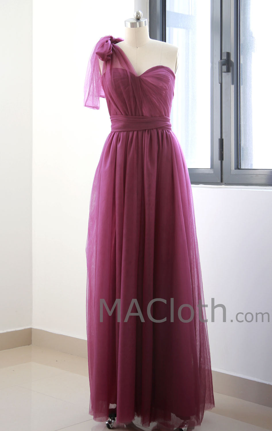 Multi Useful Tulle Burgundy Long Prom Dress, Formal Gown