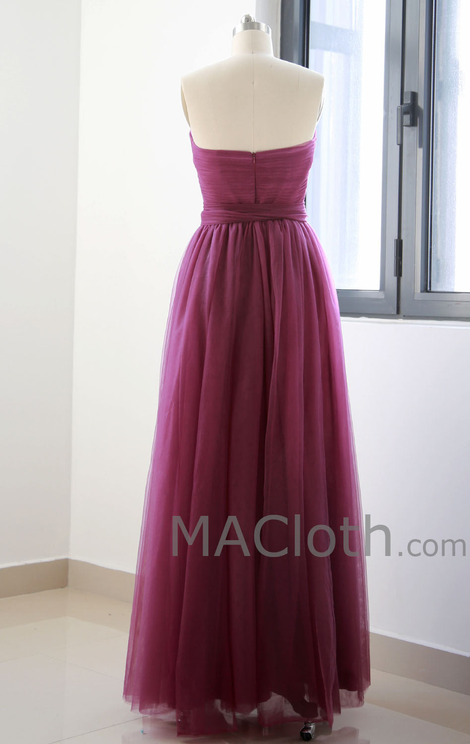 Multi Useful Tulle Burgundy Long Prom Dress, Formal Gown