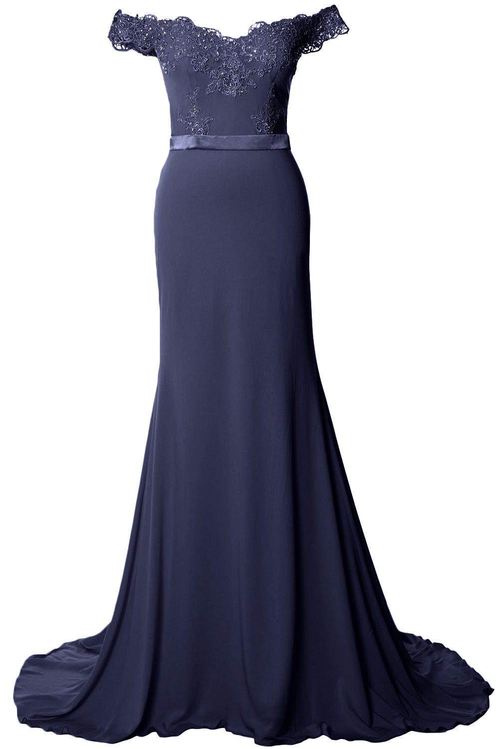 MACloth Women Prom Dresses Mermaid Off the Shoulder Lace Formal Evening Gown