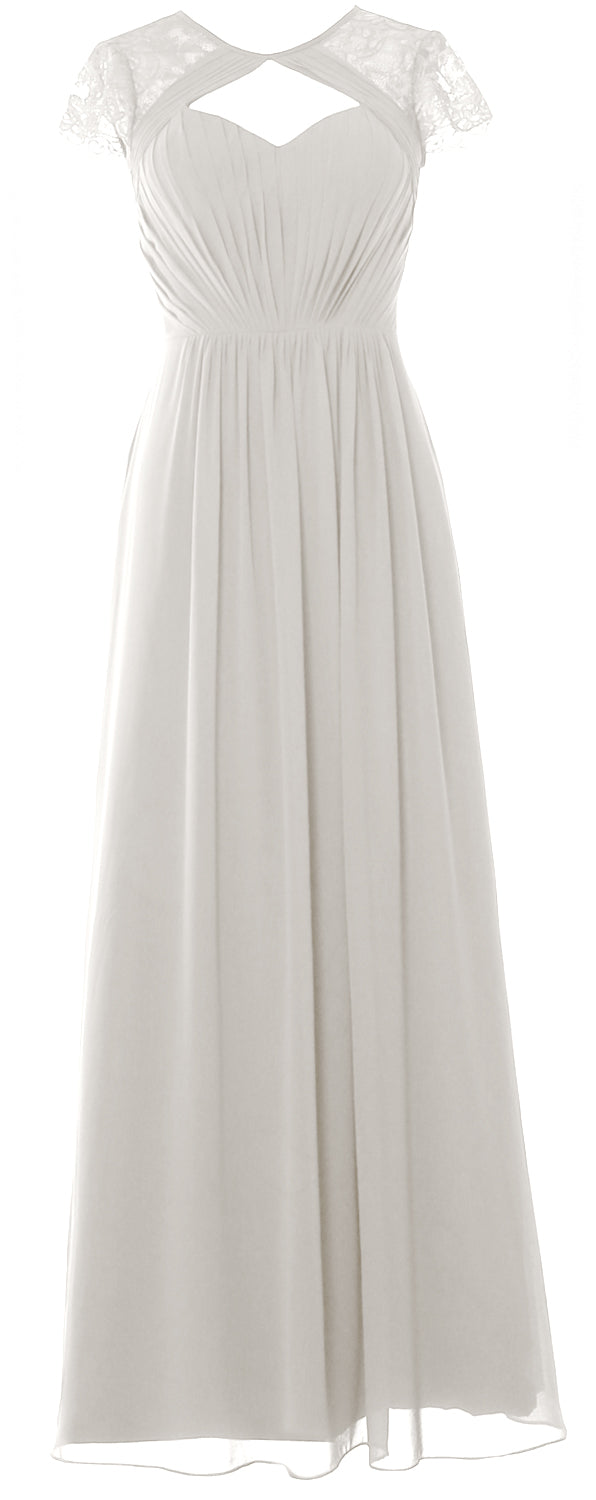 Vestido de dama de honor largo con mangas cortas elegante MACloth 2018 Vestido formal de noche
