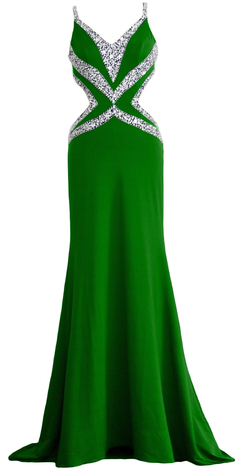 MACloth Damen-Kleid, lang, V-Ausschnitt, sexy, Meerjungfrau, Abschlussball, Partykleid, formelles Abendkleid