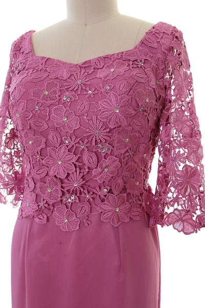 MACloth Women Mother of Bride Dresses Half Sleeves Lace Formal Evening Gown