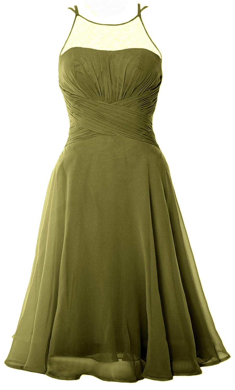 Vestido de cóctel corto elegante con ilusión de MACloth, vestido formal de gasa para boda o fiesta