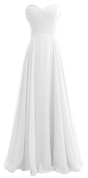 MACloth Women Sweetheart Chiffon A Line Long Bridesmaid Dresses Wedding Maxi