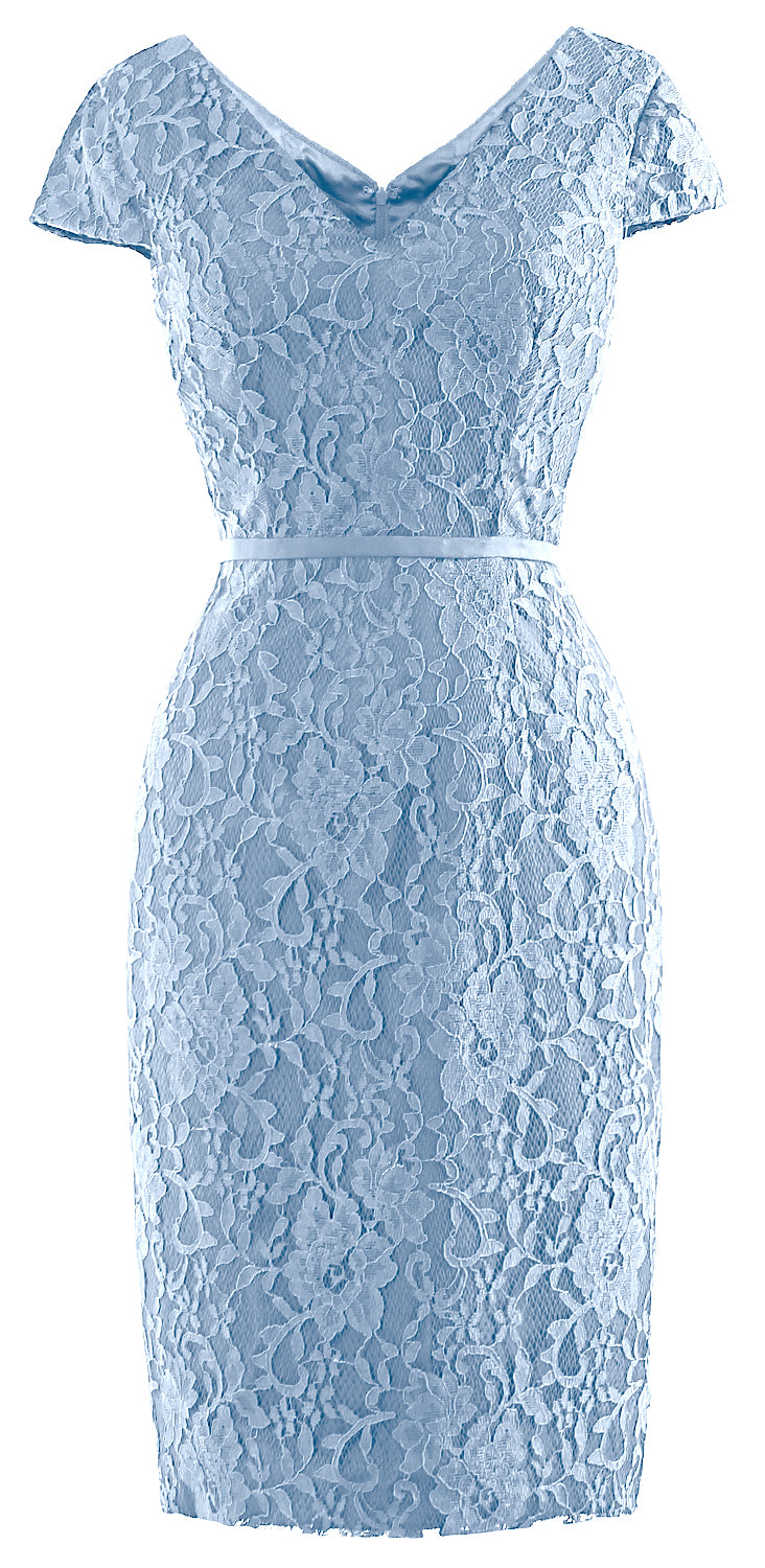 MACloth Women Vintage Short Lace Cap Sleeve Mother of Bride Dress Wedding Party