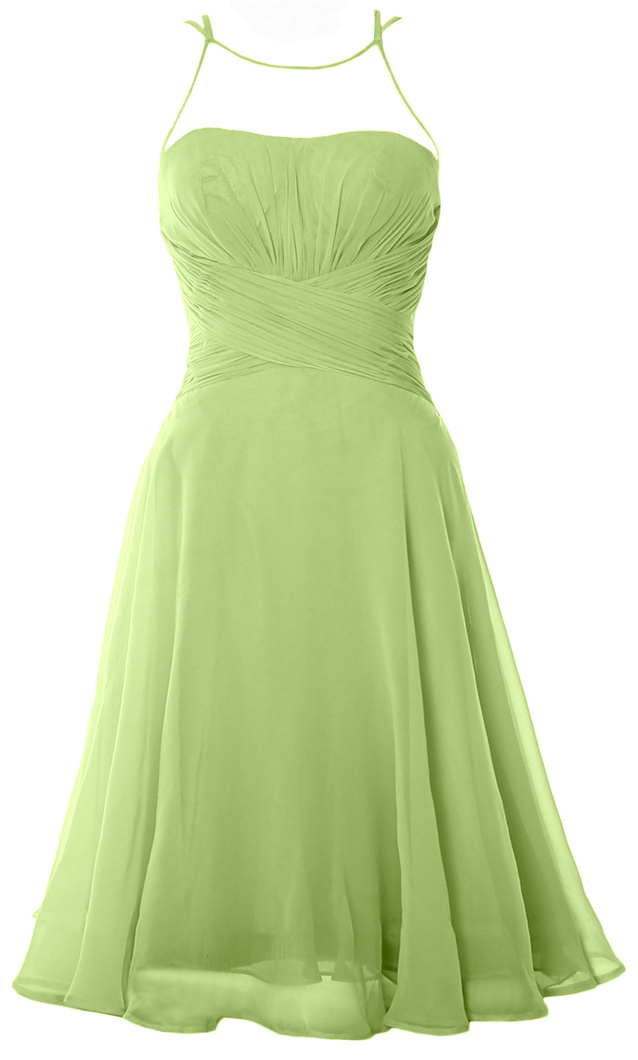 Vestido de cóctel corto elegante con ilusión de MACloth, vestido formal de gasa para boda o fiesta
