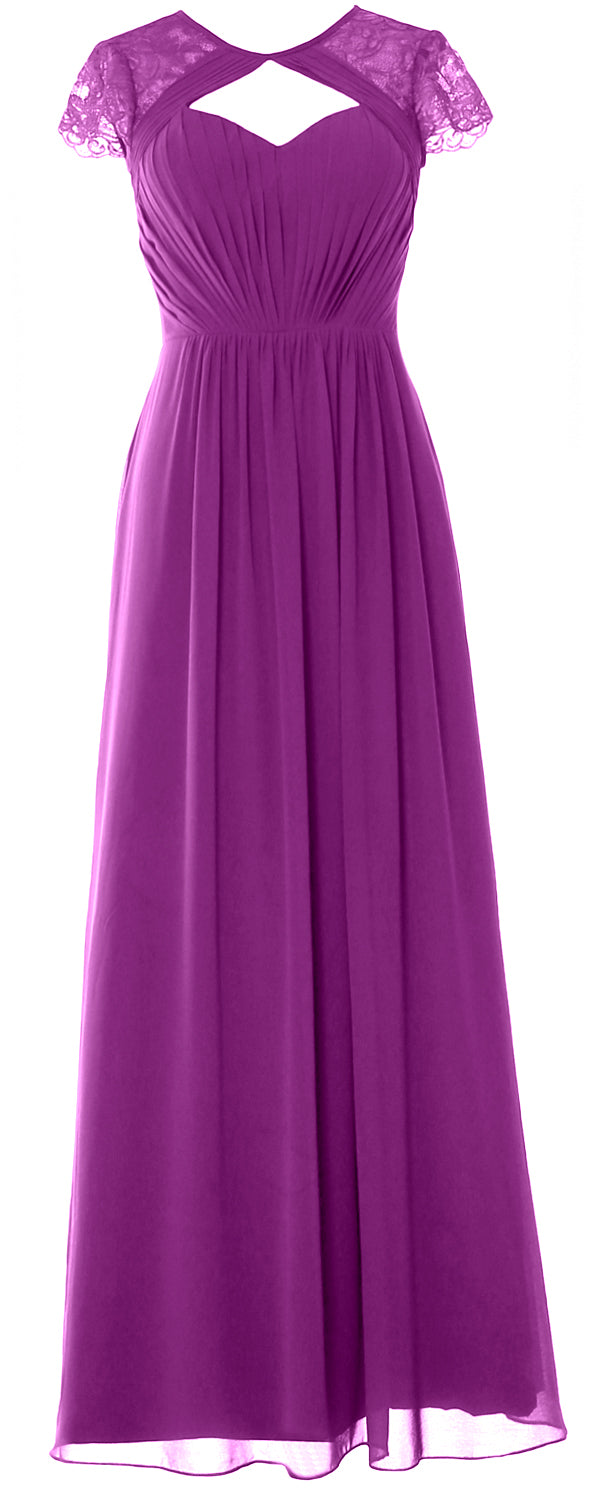 Vestido de dama de honor largo con mangas cortas elegante MACloth 2018 Vestido formal de noche