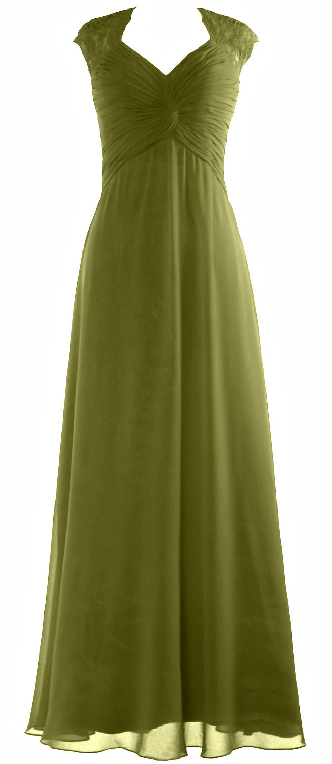 MACloth Women Cap Sleeve Lace Long Prom Dress Chiffon Wedding Party Formal Gown