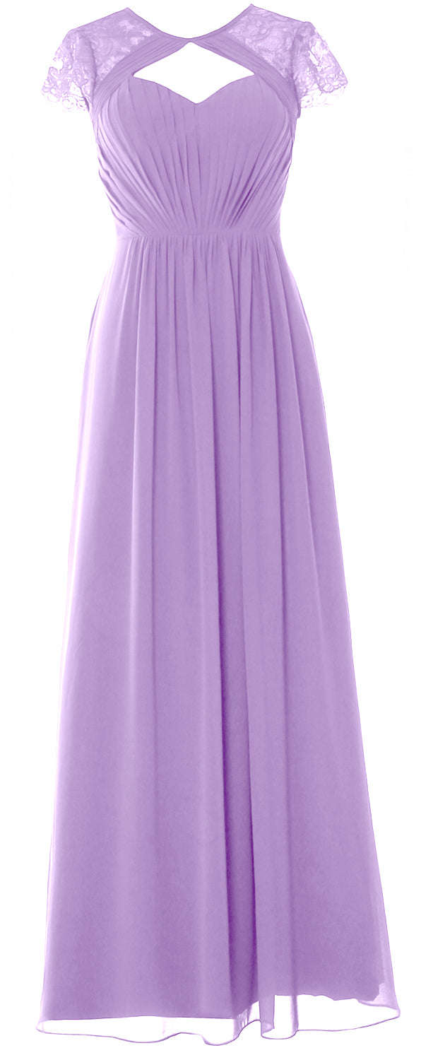 Vestido de dama de honor largo con mangas cortas elegante MACloth 2018 Vestido formal de noche