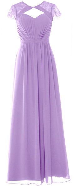 MACloth Elegant Cap Sleeves Long Bridesmaid Dress 2018 Evening Formal Gown