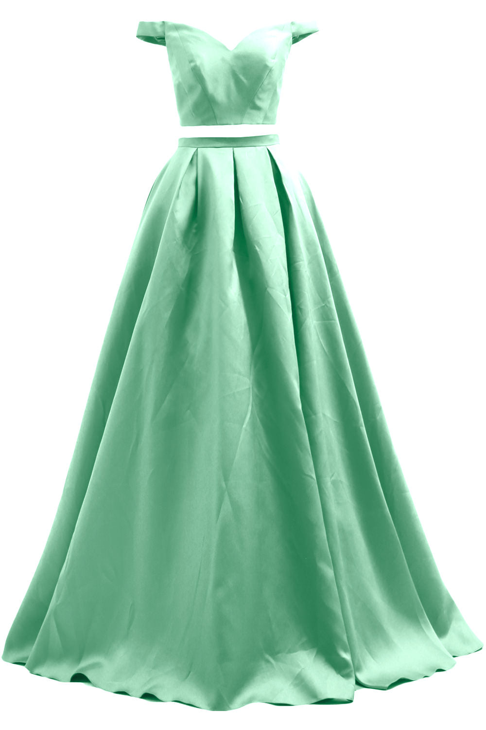 MACloth Women Prom Dresses Two Piece Off Shoulder Formal Evening Ball Gown