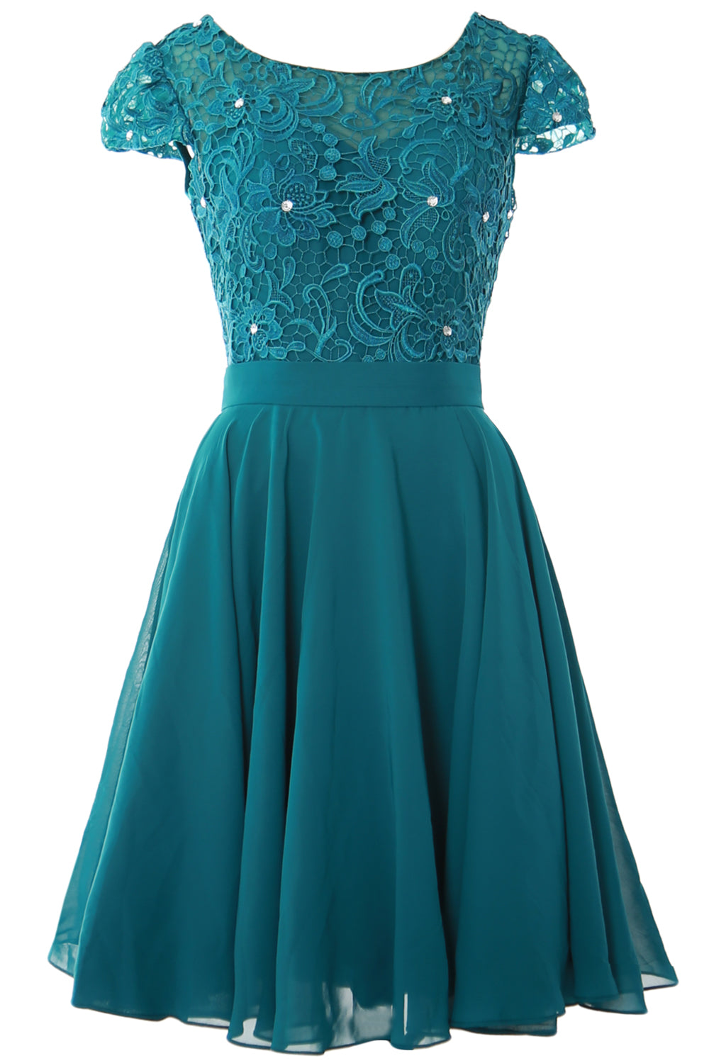 MACloth Women Short Cap Sleeve Lace Wedding Bridesmaid Mother Dresses Homecoming