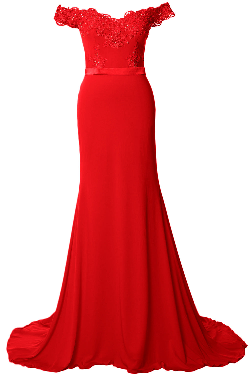 MACloth Women Prom Dresses Mermaid Off the Shoulder Lace Formal Evening Gown