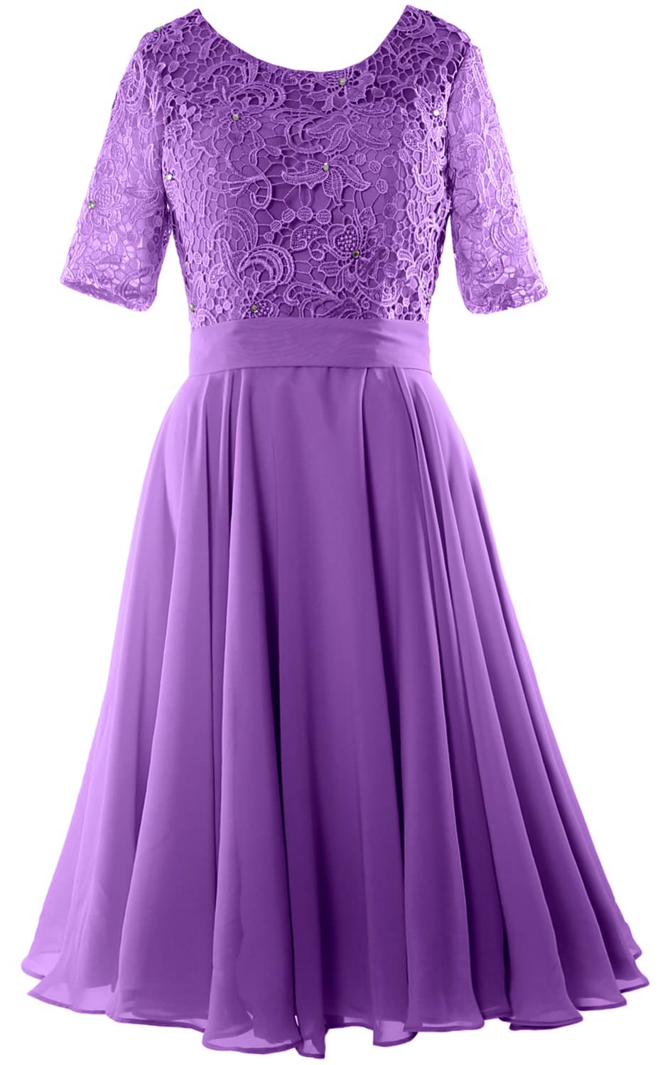MACloth Women Short Mother Bride Dresses Half Sleeve Wedding Guest Dinner Lace