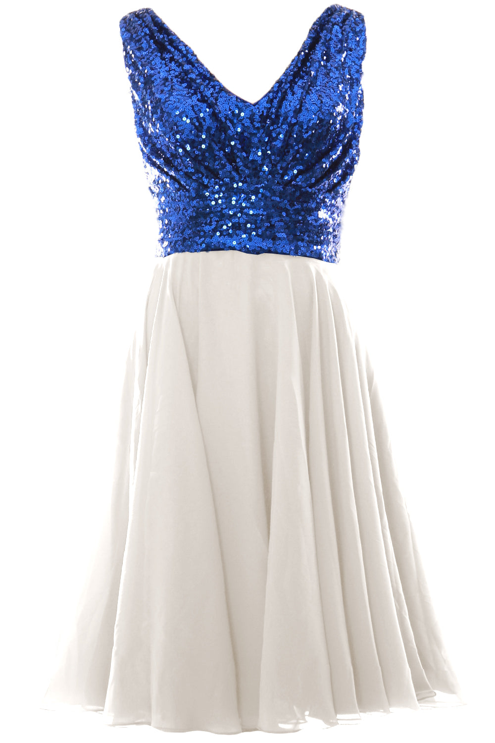 MACloth Women V Neck Sequin Short Wedding Bridesmaid Dresses Mother of Bride