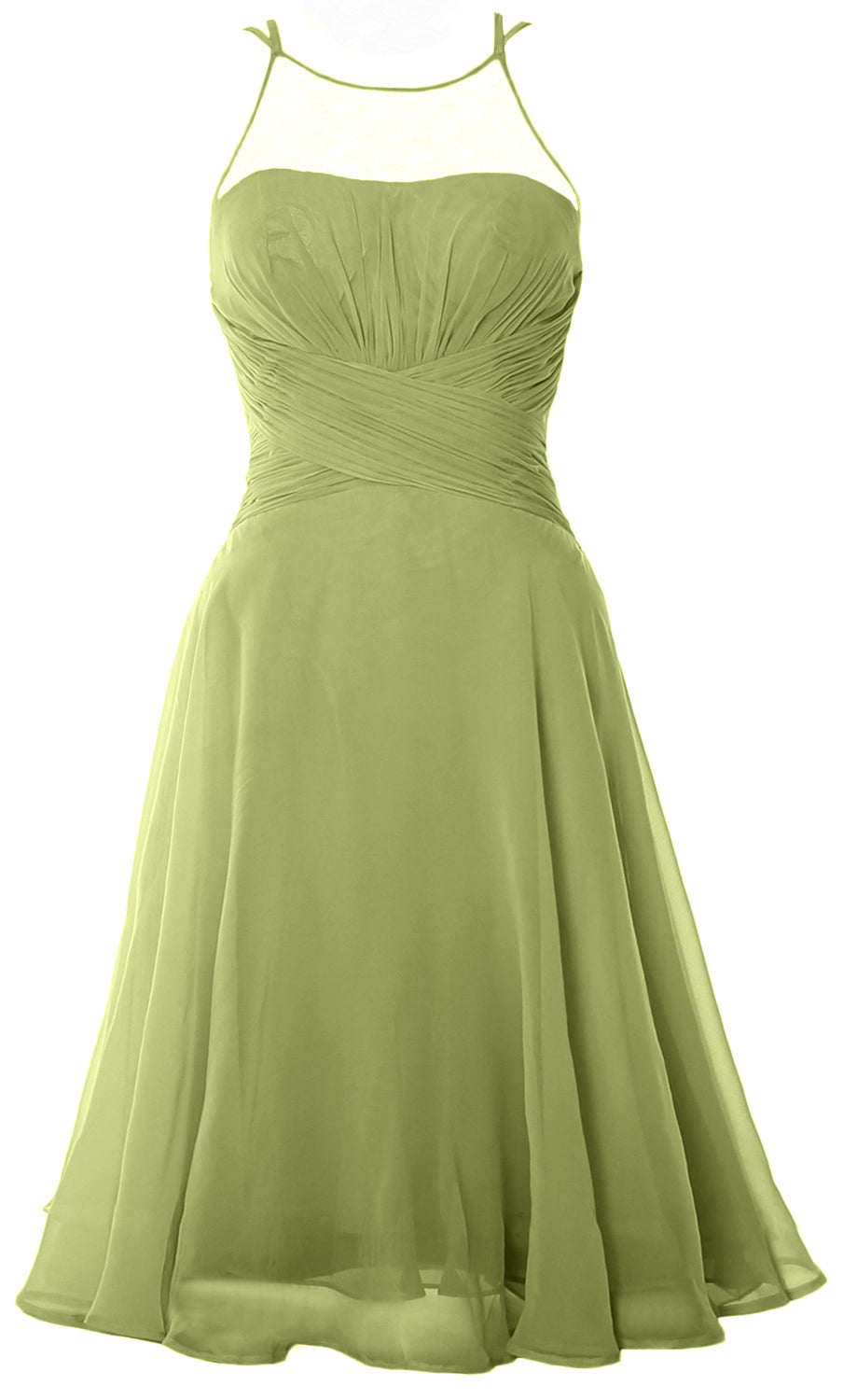 Vestido de cóctel corto elegante con ilusión de MACloth, vestido formal de gasa para boda o fiesta