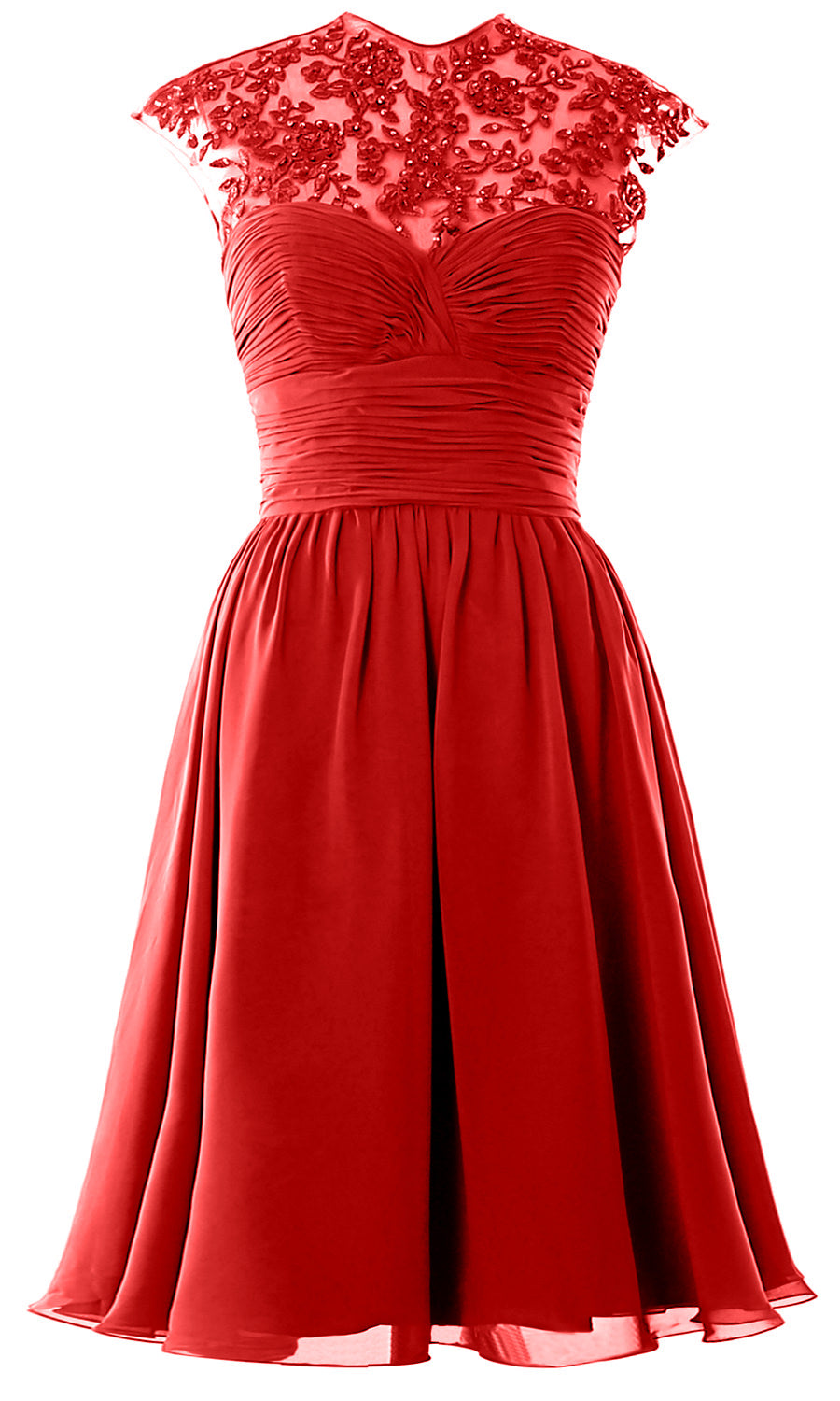 Women High Neck Cap Sleeve Lace Short Bridesmaid Dress Wedding Party Ball Gown