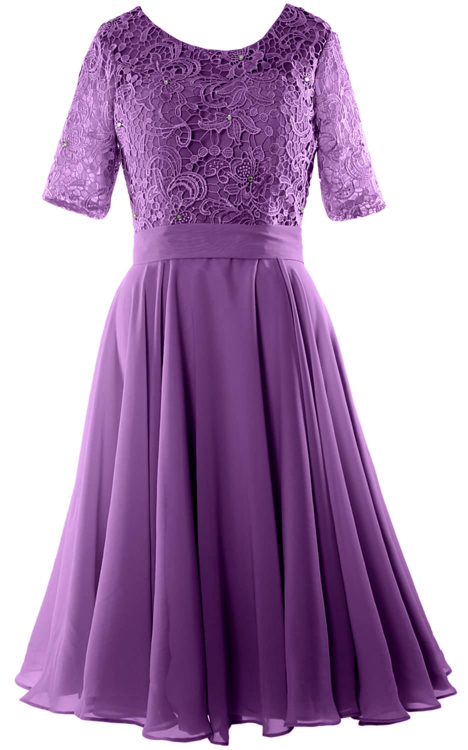 MACloth Women Short Mother Bride Dresses Half Sleeve Wedding Guest Dinner Lace