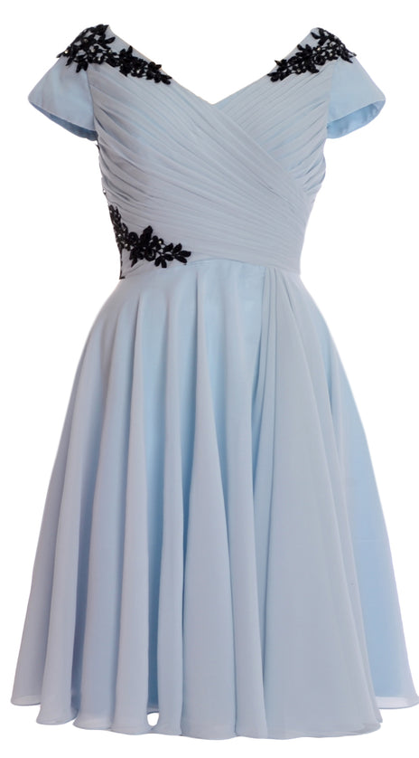 MACloth Women Mother of Bride Groom Dresses Short Cap Sleeve Bridesmaid BD MoH
