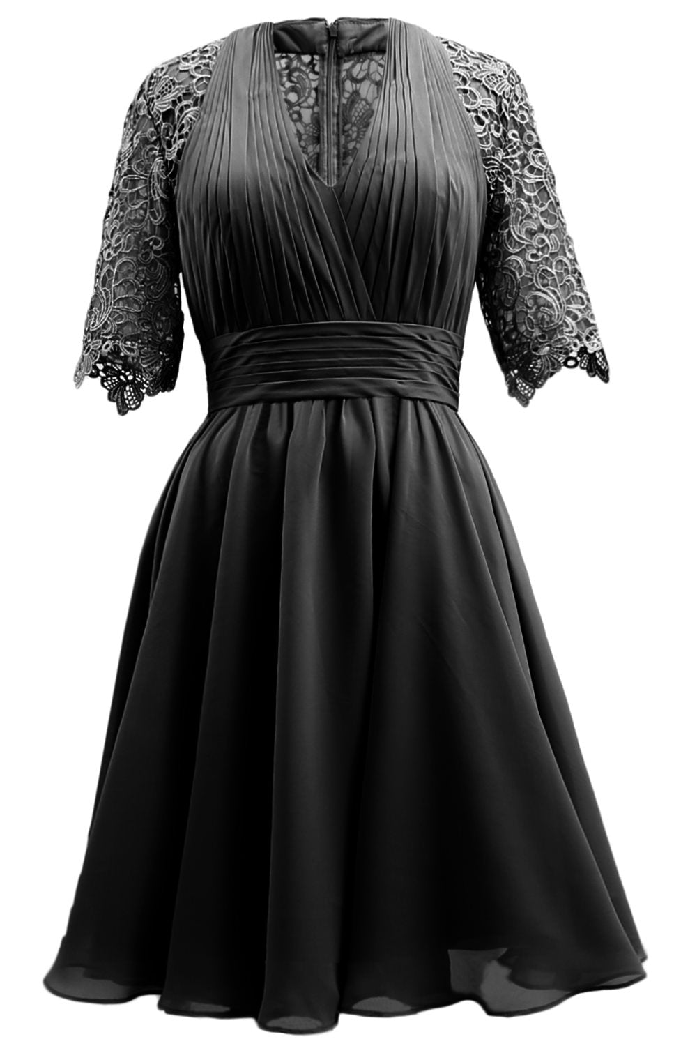 MACloth Vestidos de madre de la novia Encaje Cóctel Fiesta Invitada de boda Medias mangas