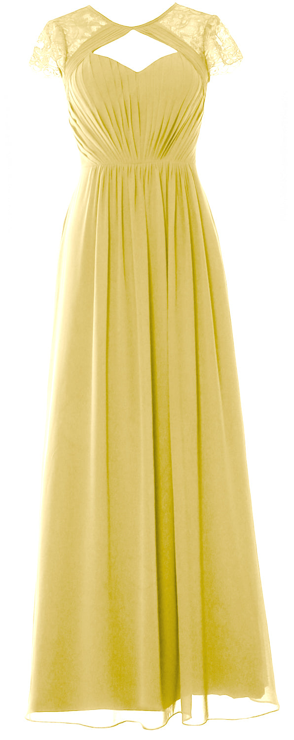 Vestido de dama de honor largo con mangas cortas elegante MACloth 2018 Vestido formal de noche