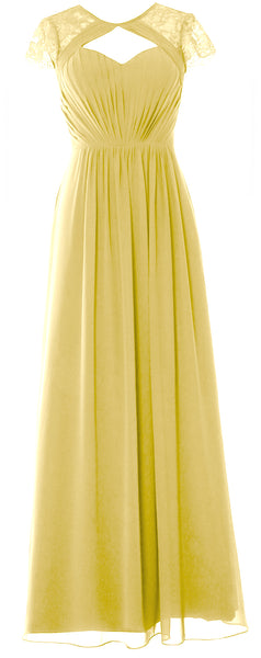 MACloth Elegant Cap Sleeves Long Bridesmaid Dress 2018 Evening Formal Gown